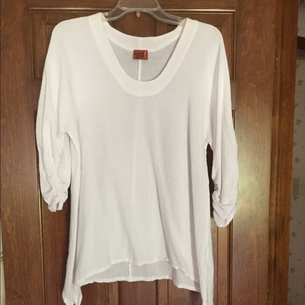Oh My Gauze! Tunic top, white, size 1 medium